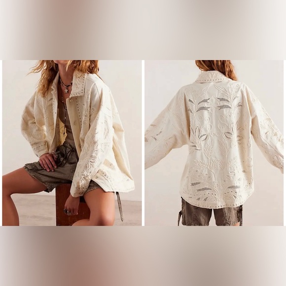 Free People Jackets & Blazers - Free People Cream Jean Jacket NWT